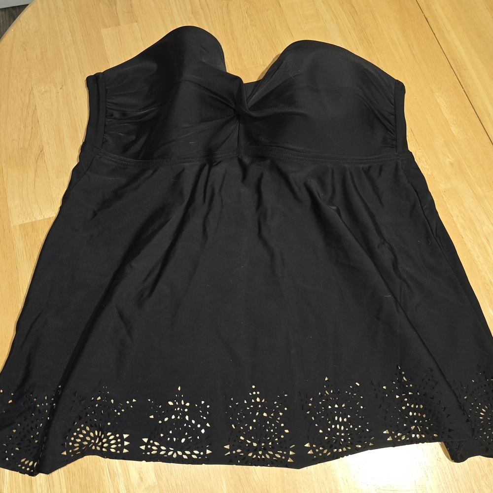 Merona Black Strapless Ruched Empire-Waist Swim